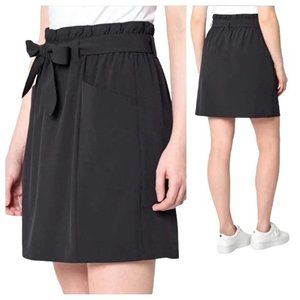 MONDETTA High Waisted Stretch Woven Skirt in Black